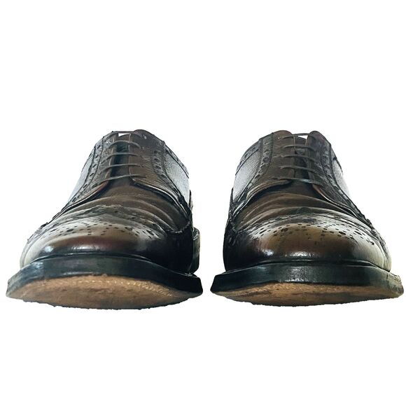 Goodyear Welt Vtg Wingtip Shoes Benchmade 457102 Brogue Derby Brown Leather 11 main image 14